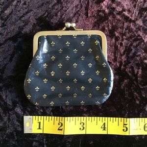 Vintage Italian Black Fleur de Lis Coin Purse